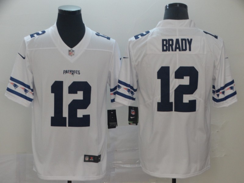 Men's New England Patriots Tom Brady #12 White Jersey